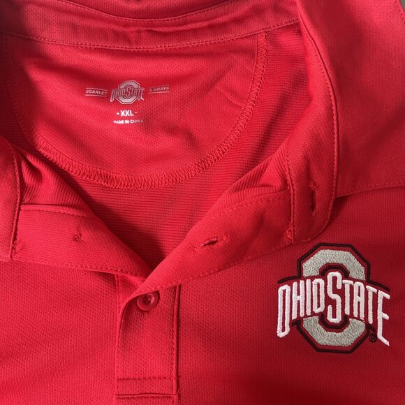 Ohio State Buckeyes Mens Size Medium Red Polo - Offical Scarlet And Gray Polo - Picture 1 of 4